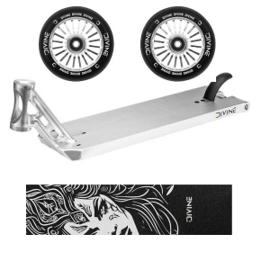 Set Deska Divine Forget Street 6" 560 mm stříbrné + 2ks koleček Divine 110 mm Turbo stříbrné + Divine Nyx griptape