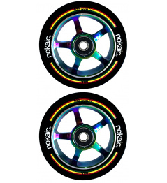 Kolečka Nokaic 100mm BLACK/RAINBOW 2ks
