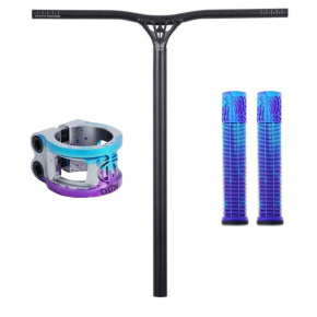 Set Řídítka Triad Extortion V2 670 mm Satin Black + Gripy Oath Bermuda + Objímka Oath Cage