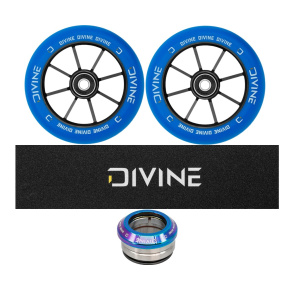Set 2ks koleček Divine 110 mm Spoked modré + Divine griptape + Divine headset