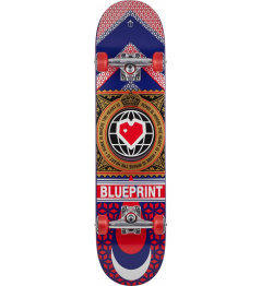Skateboard Blueprint Home Heart 7.75" Red