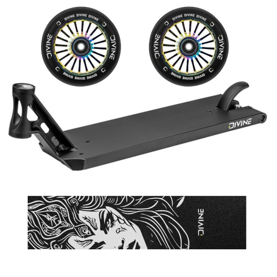 Set Deska Divine Forget Street 6" 580 mm černá + 2ks koleček Divine 110 mm Turbo Neochrome + Divine Nyx griptape
